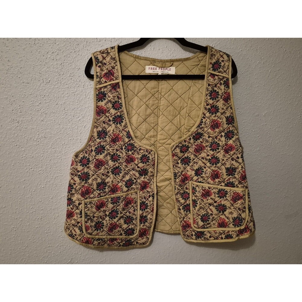 Free People Vest Quilted Kenzie Cottage Grandma Retro 100% Cotton Tapestry XL